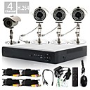 4 Channel H.264 Cmos 800TVL IR-CUT CCTV Digital CCTV DVR KIT4pcs Day Night CCTV CMOS Cameras