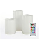 ensemble de 3 telecommande en plastique multi-couleurs conduit bougies changement de couleur des bougies sans flamme