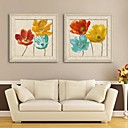 E-HOME Framed Canvas Art Flower Framed Canvas Print Set of 2