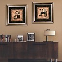 E-HOME Framed Canvas Art Vintage Dresser Framed Canvas Print Set of  2