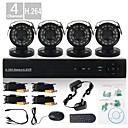 4 Channel H.264 Cmos 800TVL IR-CUT CCTV Digital CCTV DVR KIT4pcs Day Night CCTV CMOS Cameras