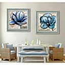 E-HOME Framed Canvas ArtBlue Flowers Framed Canvas Print Set of 2