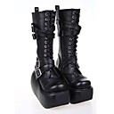 PU noir 6cm de cuir plate-forme de punk lolita chaussures avec rangee