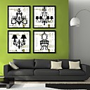 E-HOME Framed Canvas ArtEuropean Furniture Framed Canvas Print Set of  4