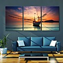 e-FOYER toile tendue art coucher du soleil voyage peinture de decoration ensemble de 3