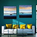 e-FOYER etire sur toile arreter le navire en mer decoratif ensemble de 2 peinture