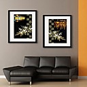 E-HOME Framed Canvas Art Retro Pattern Framed Canvas Print Set of 2