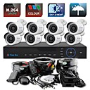 yanse 8 canaux D1 en temps reel systeme campouleur kit CCTV DVR Camera IR etanche cameras de securite 726cc08
