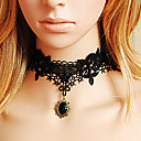 main retro princesse lolita collier de dentelle noire avec obsidienne