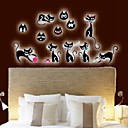 stickers muraux autocollants de mur de beaux chats noirs autocollant decoratif lumineux