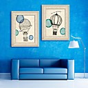 E-HOME Framed Canvas Art Hot Air Balloon Framed Canvas Print Set of 2