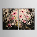 peinture l huile peinte la main fleurs roses floraux avec etire ensemble de 2 chassis