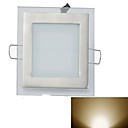 carre 6W 600lm 3000k lumiere LED blanc chaud verre voyants du panneau AC 85-265V