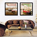 E-HOME Framed Canvas Art Stop The Ship Shore Framed Canvas Print Set of  2