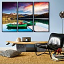 E-HOME Framed Canvas Art Lake Framed Canvas Print Set of  3