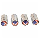 bricolage americain motif de drapeau pneus universel bouchons de valve dair - argent 4pcs