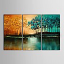 main peint peinture huile paysage arbre abstrait jungle marecageuse avec etire ensemble de 3 chassis