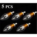 5pcs 7w e14 650-700lm 3000-3500K campouleur blanc chaud ampoule LED bougie de style bougie  220v 