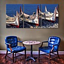 e-FOYER toile tendue art bateau d amarrage peinture de decoration ensemble de 3