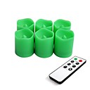 ensemble de 6 vert plastique de couleur conduit bougies votives avec telecommande et minuterie