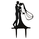 acrylique noir gateau de mariage baiser romantique topper