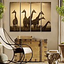 e-FOYER toile tendue art girafe peinture decorative jeu de 4