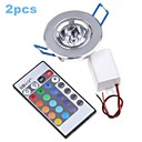 2pcs 3w 200-250lm LED plafonnier LED RGB reperer dans la lumiere avec telecommande eclairage de la le murale  85-265V 