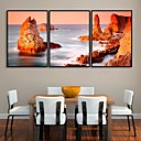 E-HOME Framed Canvas Art Seaside Rocks Framed Canvas Print Set of  3