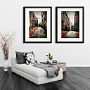 E-HOME Framed Canvas Art City Alley Framed Canvas Print Set of 2