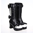 chaussures noir PU 7.5cm de cuir haut talon lolita punk avec rangee