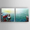 peinture abstraite ensemble de bateau moderne de 2 main toile peinte tendue encadree huile