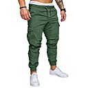 Hombre Básico Tallas Grandes Diario Pantalones de Deporte Pantalones tipo cargo Pantalones - Un Color Correa Primavera Otoño Negro Caqui Verde Trébol M / L / XL