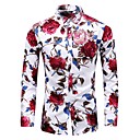 Hombre Tallas Grandes Camisa Floral Estampado Delgado Tops Básico Vintage Negro Azul Piscina Rojo / Manga Larga