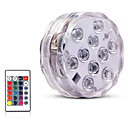 10 led de control remoto rgb luz sumergible con pilas lámpara de noche subacuática florero exterior tazón decoración del partido del jardín