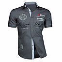 Hombre Camisa Geométrico Estampado Tops Blanco Gris Azul claro / Manga Corta