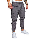 Hombre Deportivo Chic de Calle Corte Ancho Jogger Pantalones tipo cargo Pantalones - A Rayas Un Color Correa Wine Blanco Negro US34 / UK34 / EU42 / US36 / UK36 / EU44 / US38 / UK38 / EU46