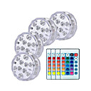 4x smd5050 luces led sumergibles ip68 10 led rgb lámpara de pesca submarina con control remoto con batería inalámbrico multi color para piscina florero acuario decoración iluminación