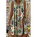 Mujer Tallas Grandes Vestido de cambio Vestido hasta la Rodilla - Sin Mangas Floral Encaje Estampado Verano mumu Vacaciones Playa 2020 Blanco Verde Ejército Fucsia M L XL XXL XXXL XXXXL XXXXXL