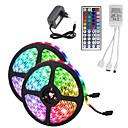 10m (2  5m) luces de tira led flexibles impermeables rgb tiktok lights 2835 600leds 8mm 44keys ir control remoto