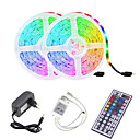 tira de luz led (2  5m) 10m 32.8ft 2835 rgb 600leds tiras de 8mm iluminación de cambio de color flexible con 44 teclas de control remoto ir ideal para la cocina del hogar navidad tv luces traseras dc