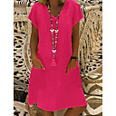 Mujer Tallas Grandes Vestido de cambio Mini vestido - Manga Corta Verano Escote en Pico Básico Vacaciones Corte Ancho Negro Morado Amarillo Rosa Fucsia Verde Claro Azul claro M L XL XXL XXXL XXXXL