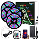 zdm 20m (4  5m) aplicación control inteligente sincronización de música bluetooth luces de tira led flexibles 2835 rgb smd 1080 leds ir 24 controlador de bluetooth con kit de adaptador de 12v