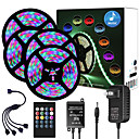 zdm 65ft 4x 5 metros música síncrona feliz tira de luz multicolor 2835 rgb tira de luz flexible led con controlador ir de 20 teclas opcional con kit de adaptador dc12v