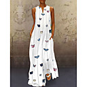 Mujer Maxi Mariposa Vestido - Sin Mangas Animal Estampado Verano Escote en Pico Casual Festivos Vacaciones Playa 2020 Blanco Amarillo Rosa Azul claro S M L XL XXL XXXL