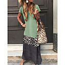 Mujer Vestido de cambio Vestido Maxi Largo - Mangas cortas Leopardo Bloque de Color Verano Escote en Pico Casual Vacaciones 2020 Negro Naranja Verde Trébol Gris S M L XL XXL XXXL XXXXL XXXXXL