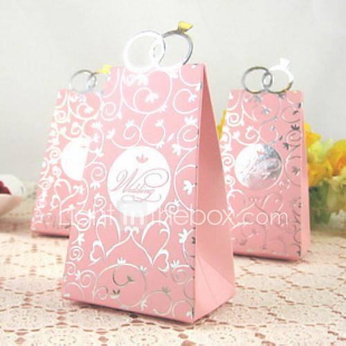 Pink And Silver Wedding Ring Favor Bag/Box (Set of 12) 2016 4.99