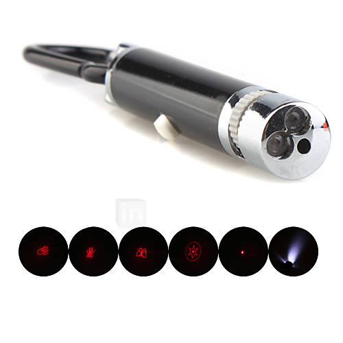 5 en 1 1mw 650nm pointeur laser rouge projective avec 2  conduit et porte-clés noir
