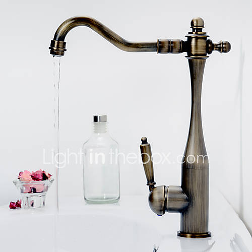 Deck Mounted Single Handle One Hole with Antique Brass Kitchen faucet