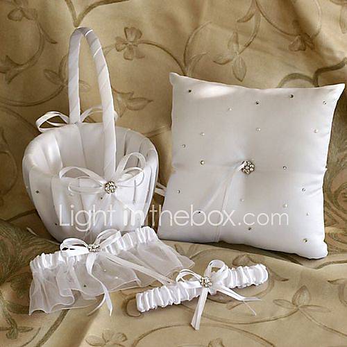 collection de mariage Starlight mis en satin blanc avec strass (3 pièces)