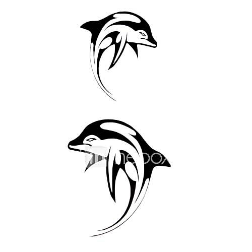 5 pièces dophin tatouage temporaire imperméables (12.5cm  6.5cm)